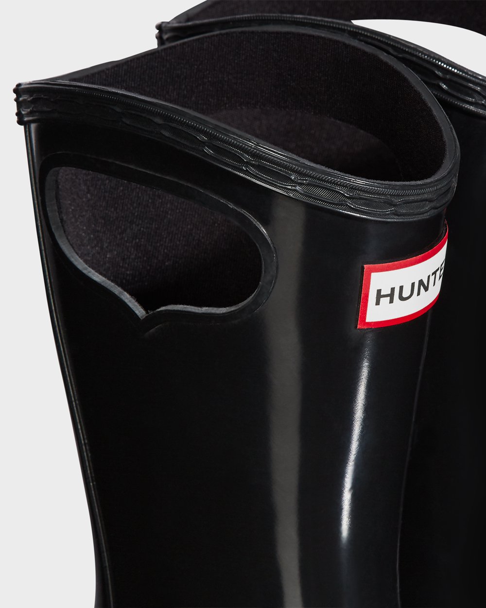 Bottes de Pluie Hunter Original Grands Grab Handle Gloss Enfant Noir LIQXAZO-91